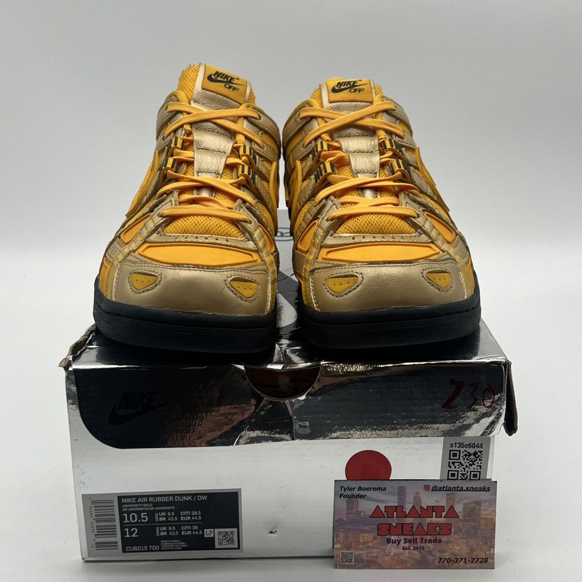 Nike Off-white x air rubber dunk university gold Size US 10.5 / EU 43-44 - 2 Thumbnail