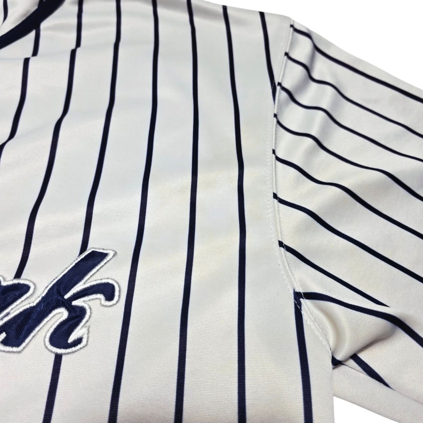 Vintage VINTAGE Renegade New York Pinstripe Baseball Jersey Shirt Y2k Mens 2XL Stained Distressed 90s Jersey Shirt Mens Women? Size US XXL / EU 58 / 5 - 4 Thumbnail