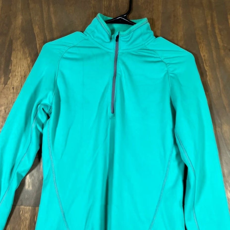 Vintage Cabela's Womens Sweater Teal 1/4 Zip Long Sleeve Fleece Thumb Holes Stretch S Size S / US 4 / IT 40 - 2 Thumbnail