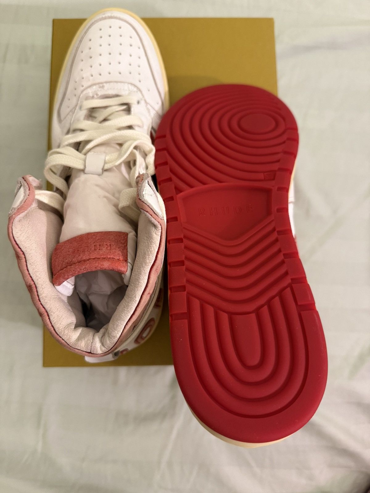 Rhude Rhude Rhecess-Hi Sneakers White/Red 11 Size US 11 / EU 44 - 4 Thumbnail