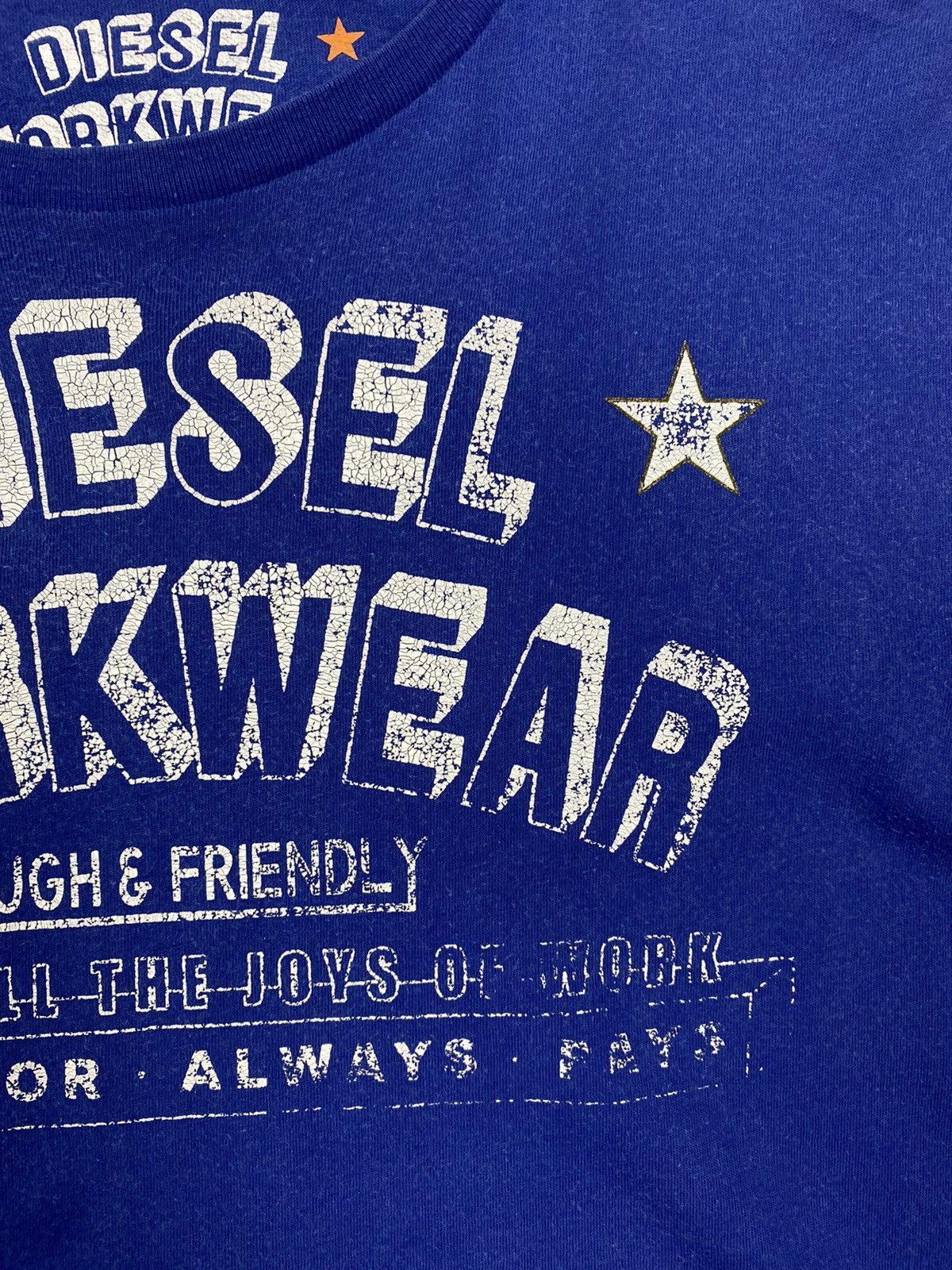 Diesel Vintage 00s Diesel Workwear Graphic Logo Blue T Shirt Size US M / EU 48-50 / 2 - 6 Thumbnail