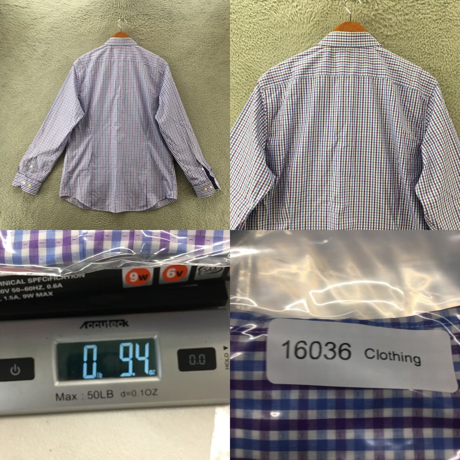 Banana Republic Banana Republic Button-Up Dress Shirt Mens XL Purple Check Collared Long Sleeve Slim Non-Iron Regular Fit Size 46R - 8 Thumbnail