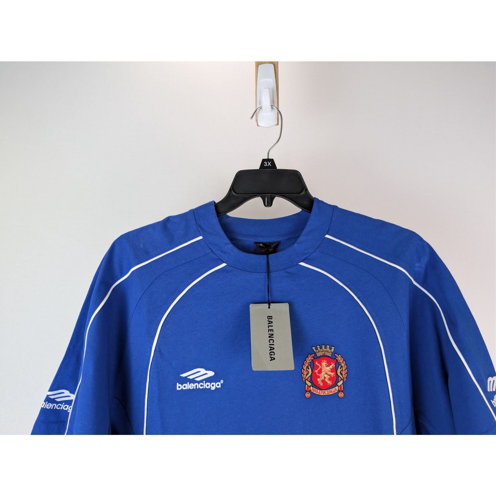 Balenciaga o1rshd1 Oversized Soccer T-Shirt Dry Jersey in Blue Size US M / EU 48-50 / 2 - 2 Thumbnail