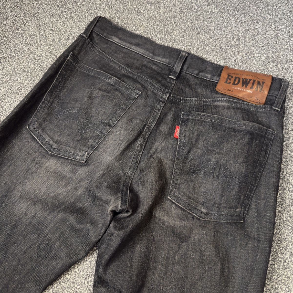 If Six Was Nine 🔥 Vintage 90s Black Wax Denim Edwin 503 Size US 31 - 8 Thumbnail