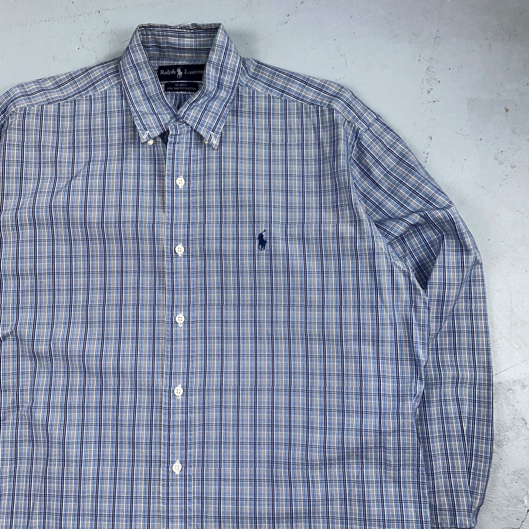 Polo Ralph Lauren Ralph Lauren Polo Button-Down Shirt Men M Blue Plaid VTG Blake Two-Ply Size US M / EU 48-50 / 2 - 2 Thumbnail