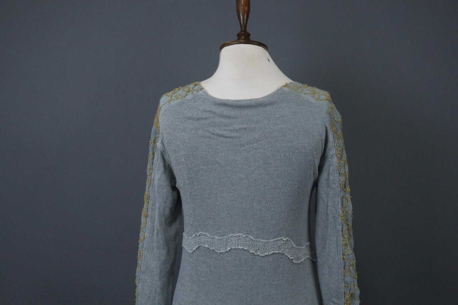 Designer Elisa Cavaletti Blue Knit Round Neck Shift Dress Size S Size S / US 4 / IT 40 - 11 Thumbnail