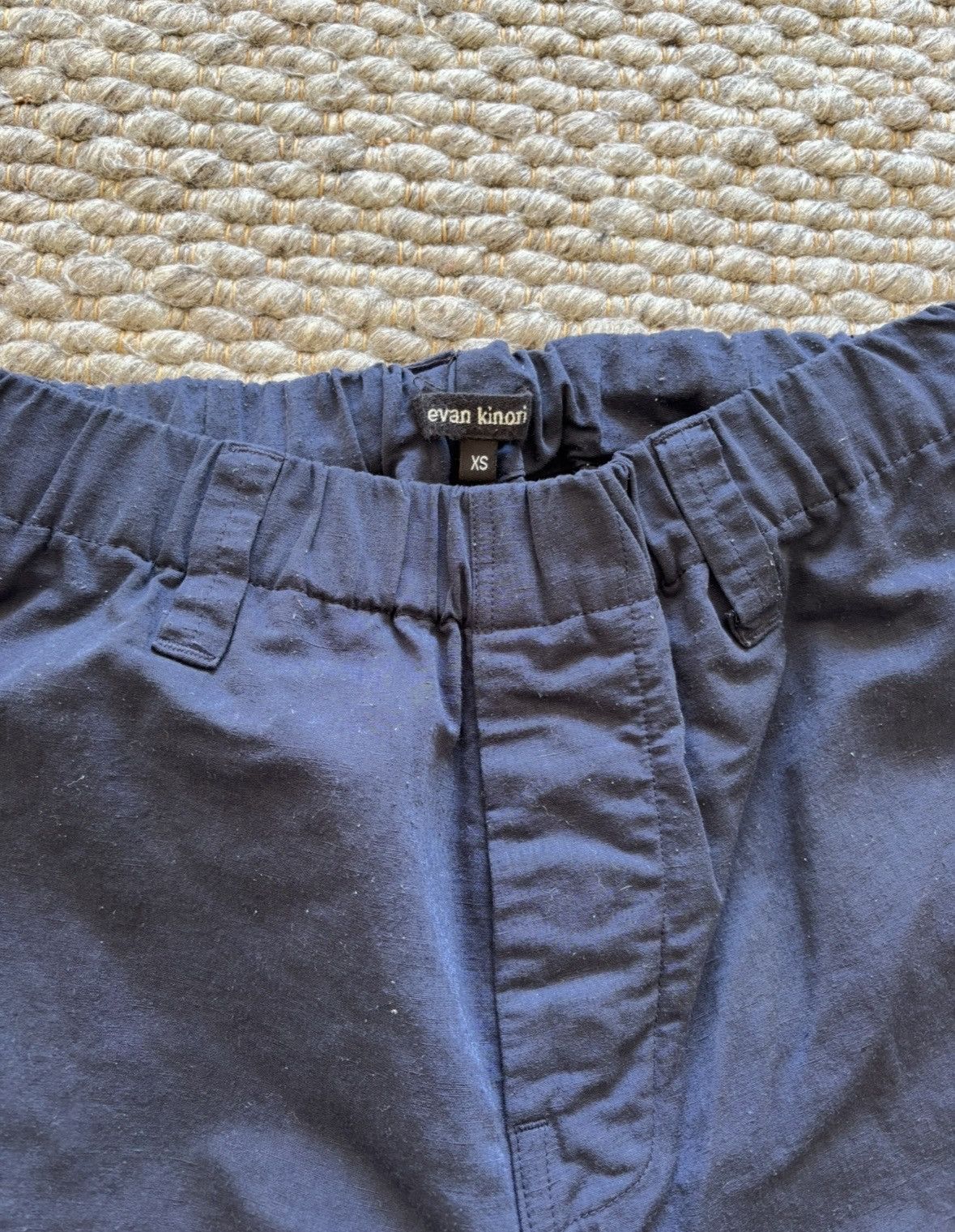 Evan Kinori Elastic Pants | Navy | Linen/Nylon Weathercloth | XS Size US 28 / EU 44 - 3 Thumbnail
