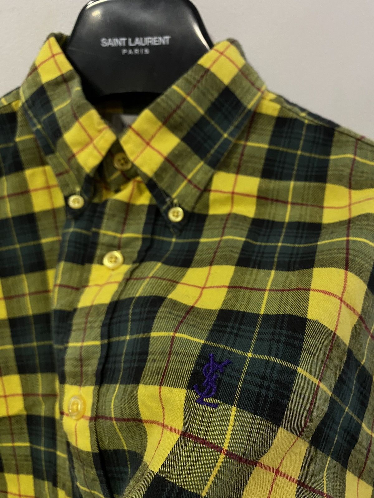 Yves Saint Laurent Plaid YSL Shirt Soft Logo Flannel Shirt Cotton Size US M / EU 48-50 / 2 - 2 Thumbnail