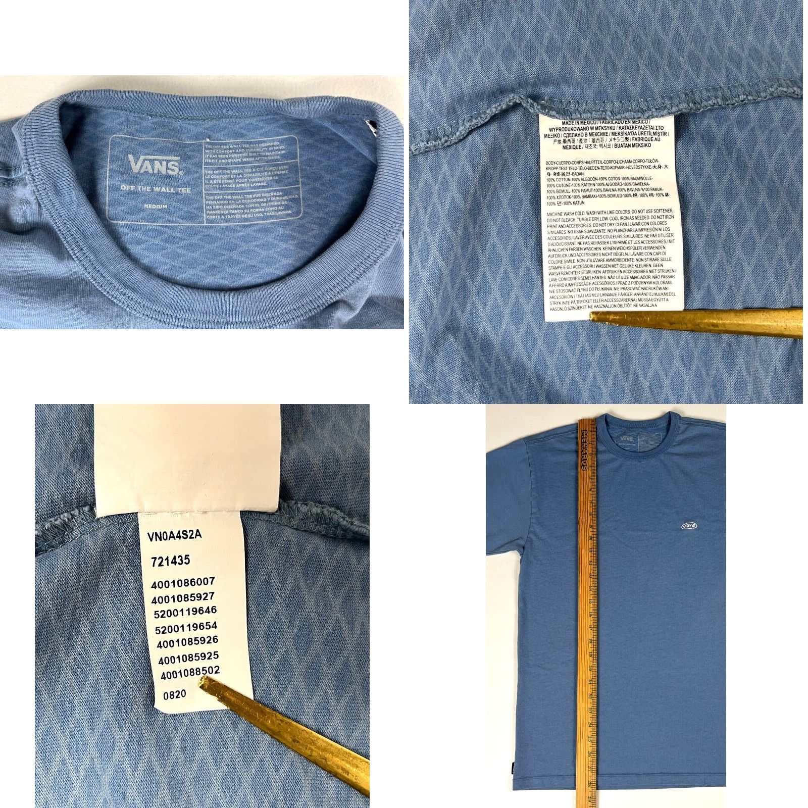 Vans Vans Off the Wall Color Multiplier T-Shirt Mens M Blue 100% Cotton Crew Neck Short Sleeve Easy Care Moisture Wicking Size US M / EU 48-50 / 2 - 8 Thumbnail