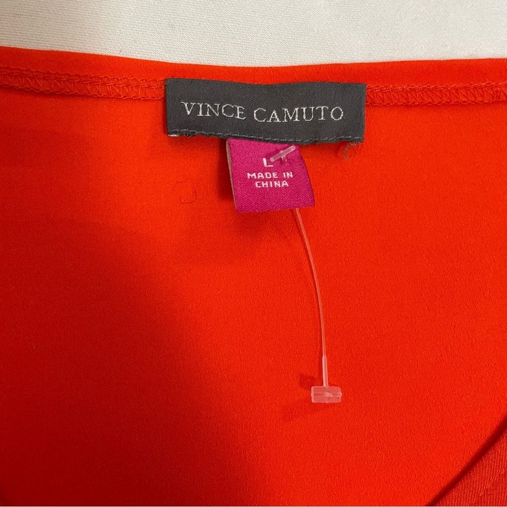 Vince Camuto New Vince Camuto Red Drape Front Short Sleeve Top Size L Size L / US 10 / IT 46 - 7 Thumbnail
