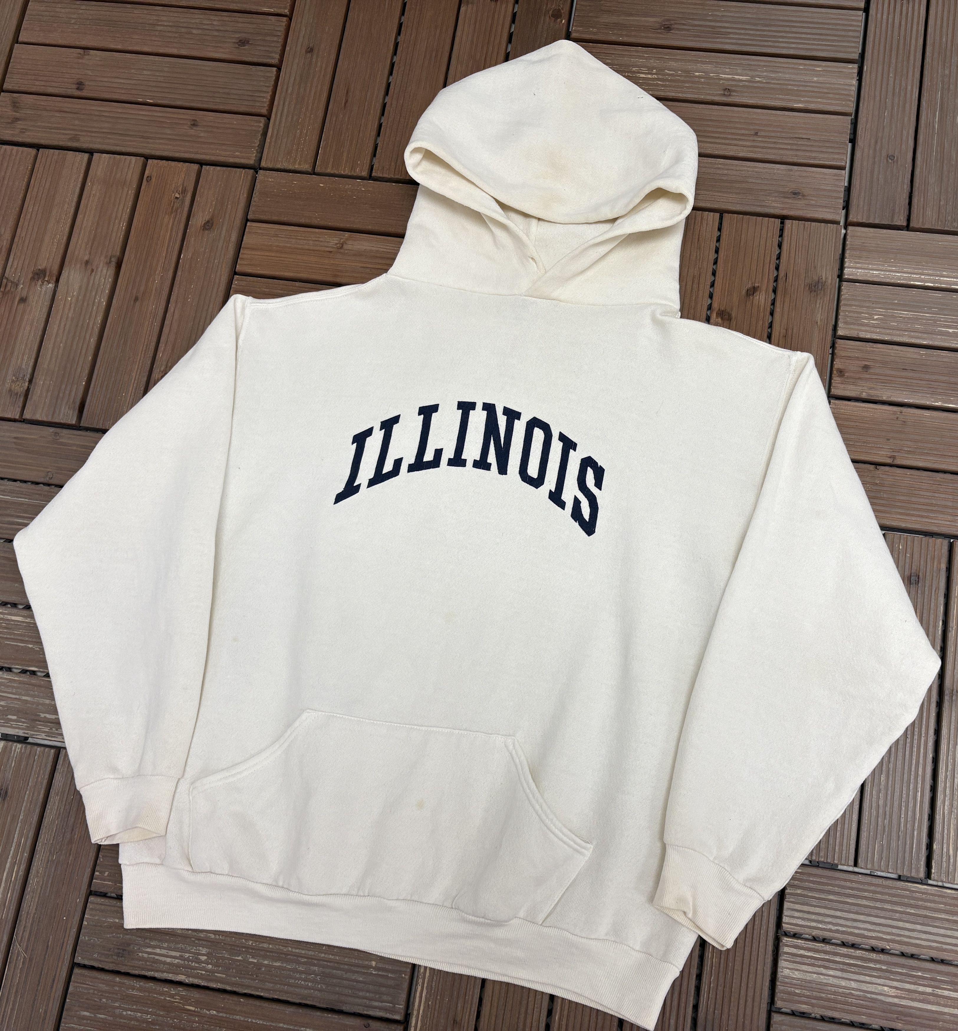 Russell Athletic × Vintage Illinois Fighting Illini Mom Vintage White Hoodie Sweater Size US L / EU 52-54 / 3 - 3 Thumbnail