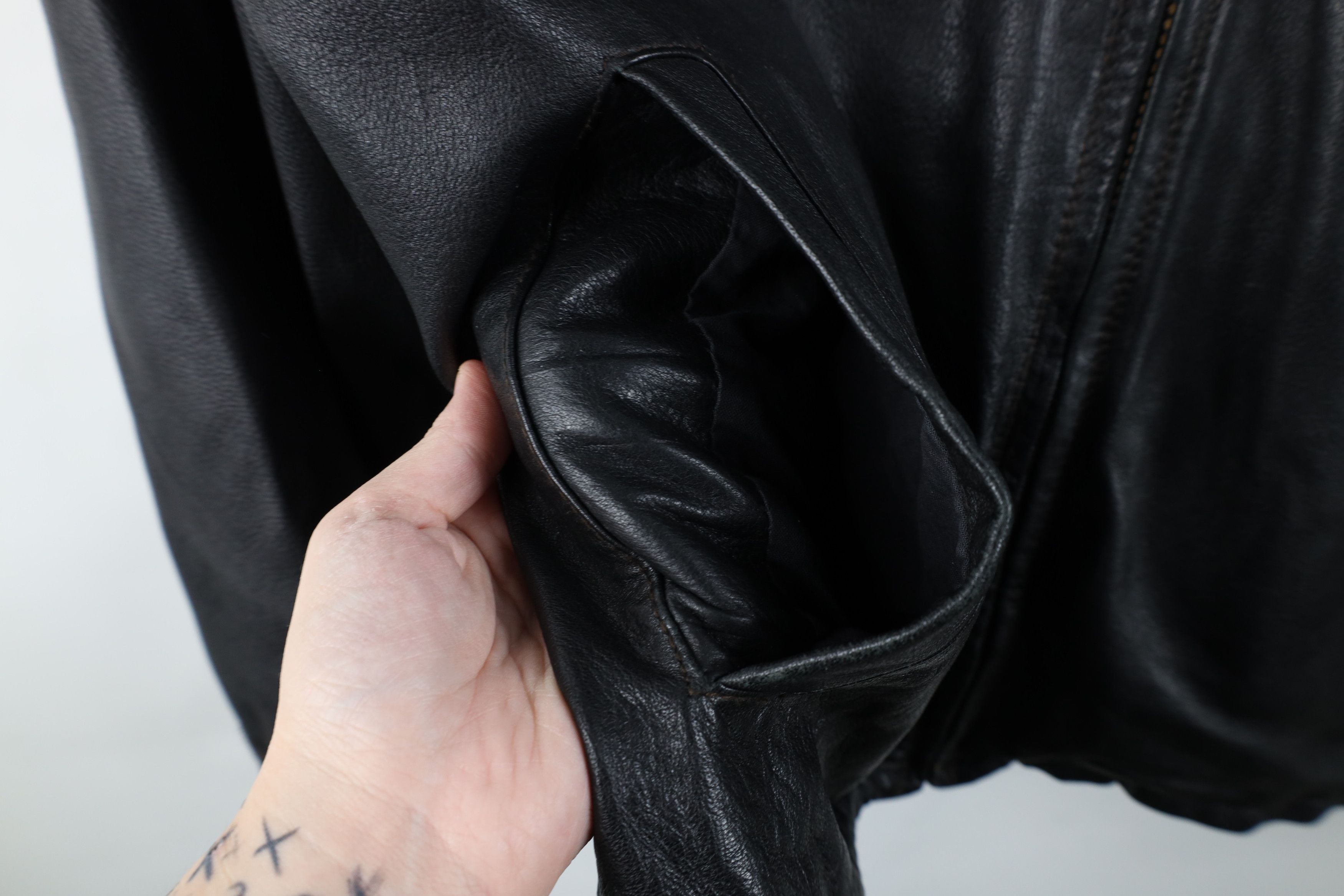 Columbia Vintage 90s Y2K Columbia 2 In 1 Leather Bomber Jacket Black Size US XL / EU 56 / 4 - 4 Thumbnail