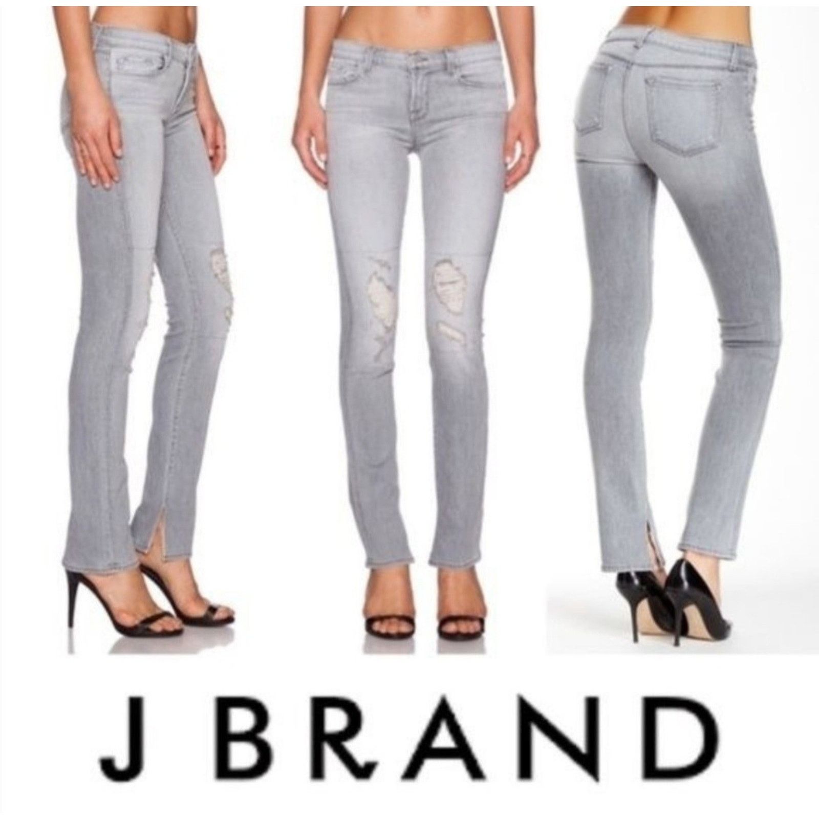 J Brand J BRAND Mid Rise RAIL Woman Distressed In Sweet Gray Wash Size 27" / US 4 / IT 40 - 1 Thumbnail