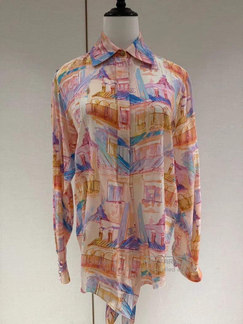 Chanel Chanel 20S spring and summer painted roof silk shirt Size XS / US 0-2 / IT 36-38 - 1 Thumbnail