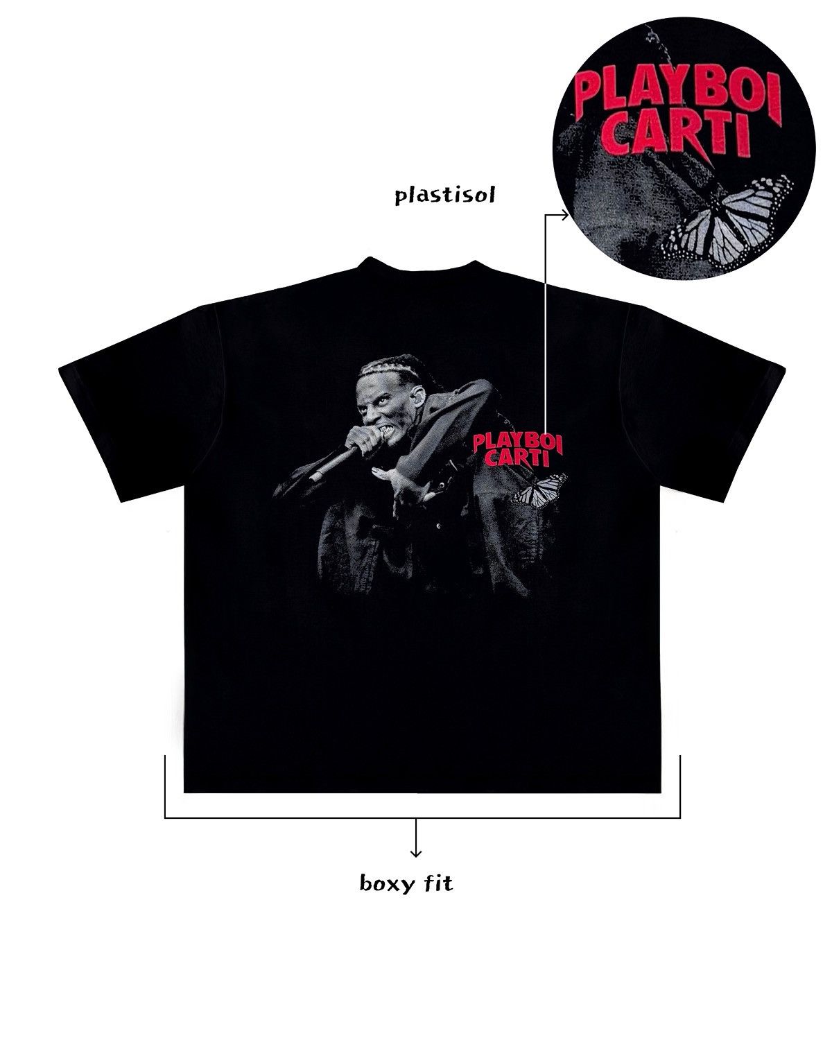 Designer Y2K Playboi Carti RED Big Back Logo T-shirt Opium Streetwear Size US M / EU 48-50 / 2 - 3 Thumbnail