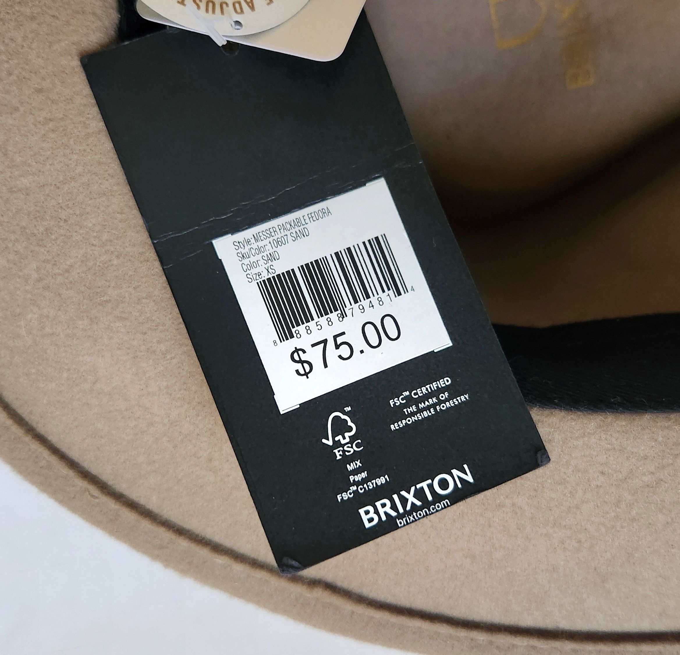 Brixton Brixton Messer Packable Fedora Sand Medium Brim Adult Unisex Size ONE SIZE - 9 Thumbnail