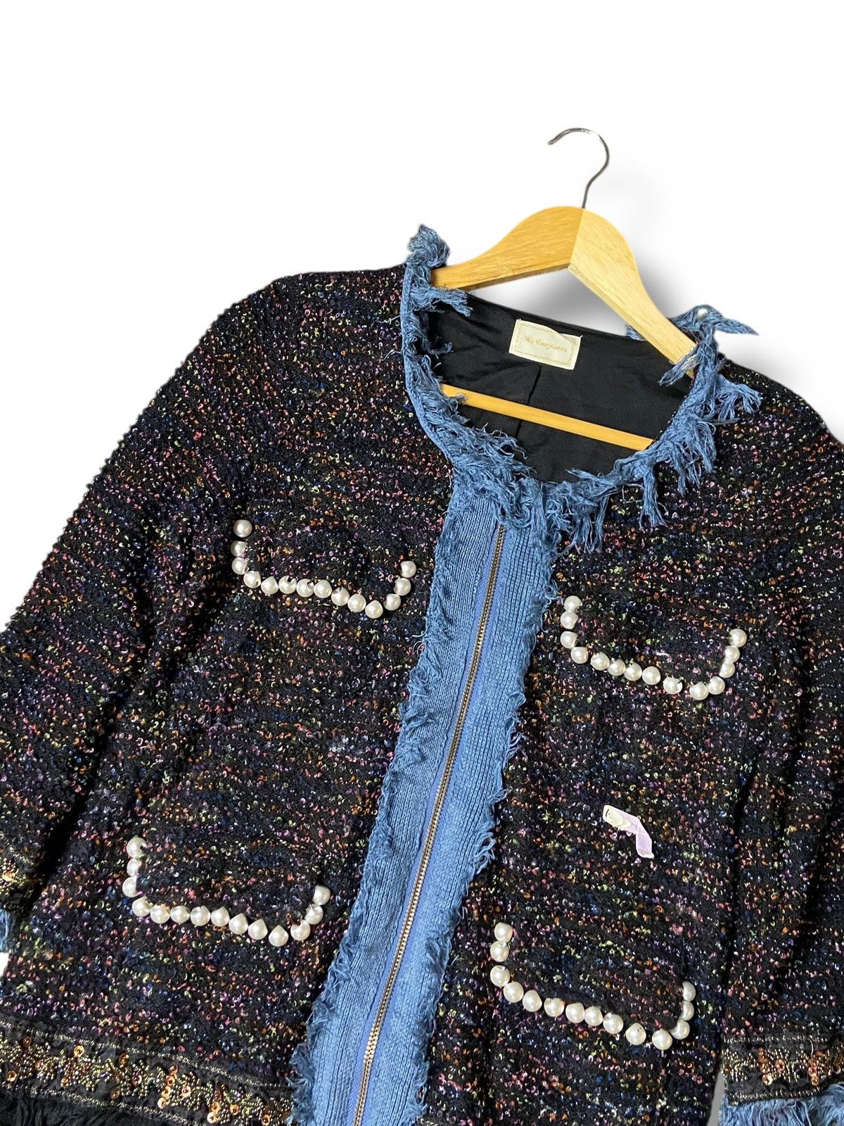 Japanese Brand × Vintage Re Verofonna Brand Tweed Ruffles Jacket (127) Size XXS / US 00 / IT 34 - 5 Thumbnail