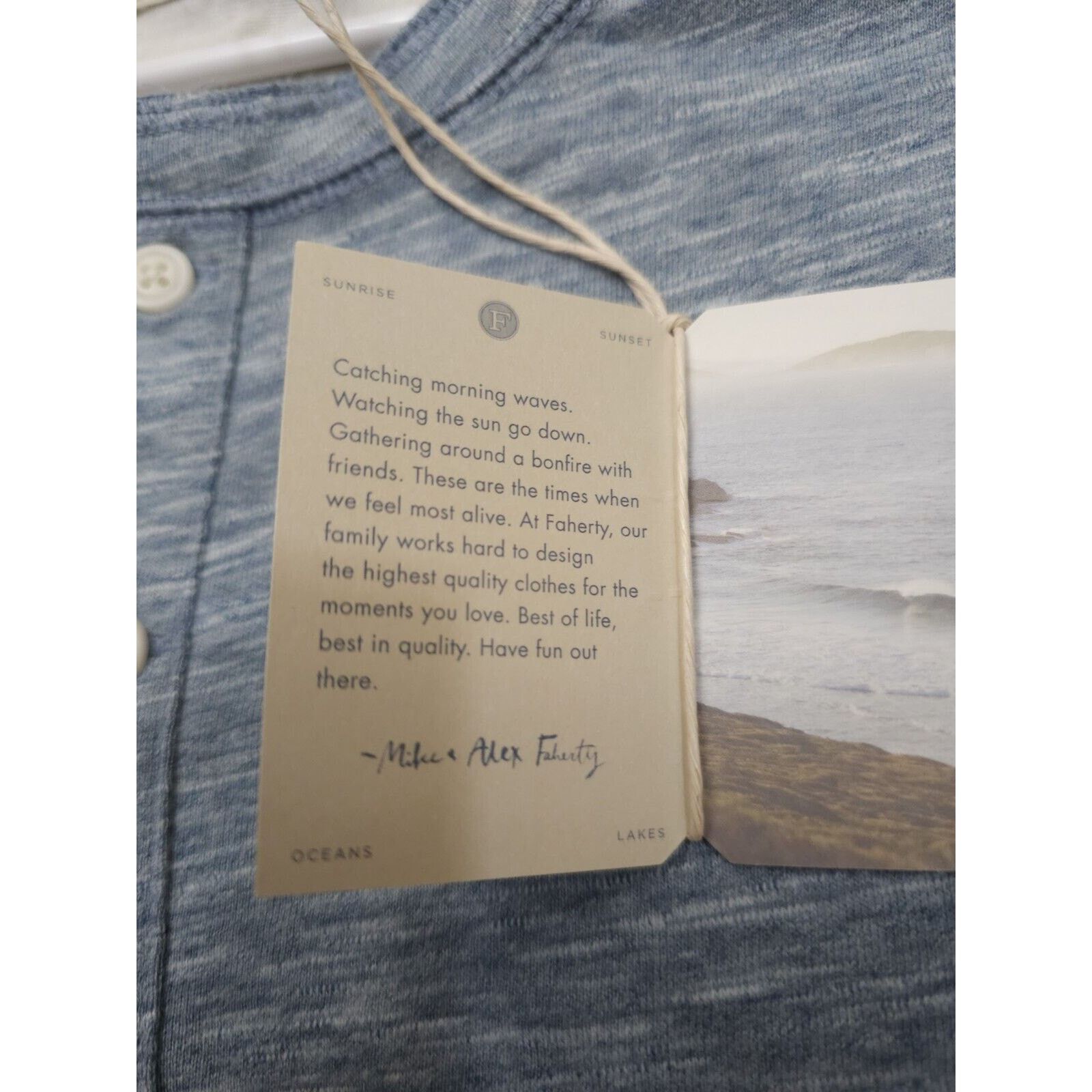Faherty Faherty Heathered Henley Tee Cotton Blend Short Sleeve Size US XL / EU 56 / 4 - 8 Thumbnail