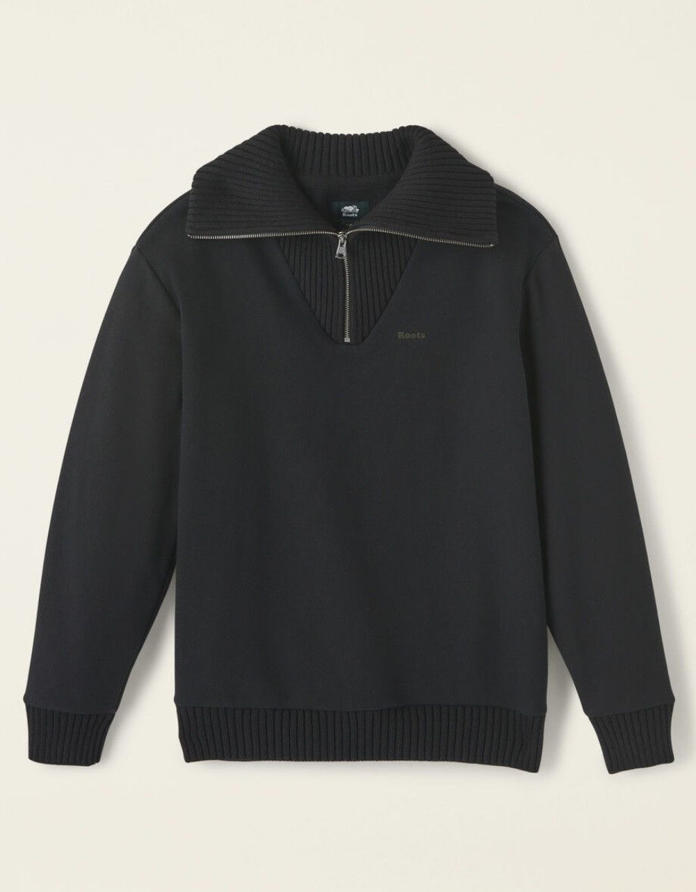 Roots ROOTS - Hybrid Mock Zip Sweater - Black Size US L / EU 52-54 / 3 - 1 Thumbnail
