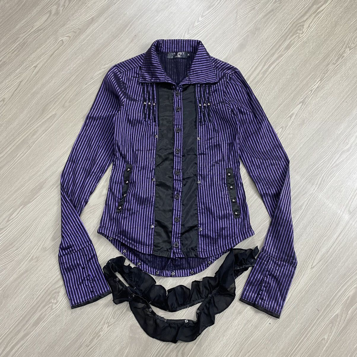 14th Addiction × If Six Was Nine × Japanese Brand 00s Sex Pot Revenge H Anarchy Punk Lgb Studded Stripe Shirt Size US S / EU 44-46 / 1 - 3 Thumbnail