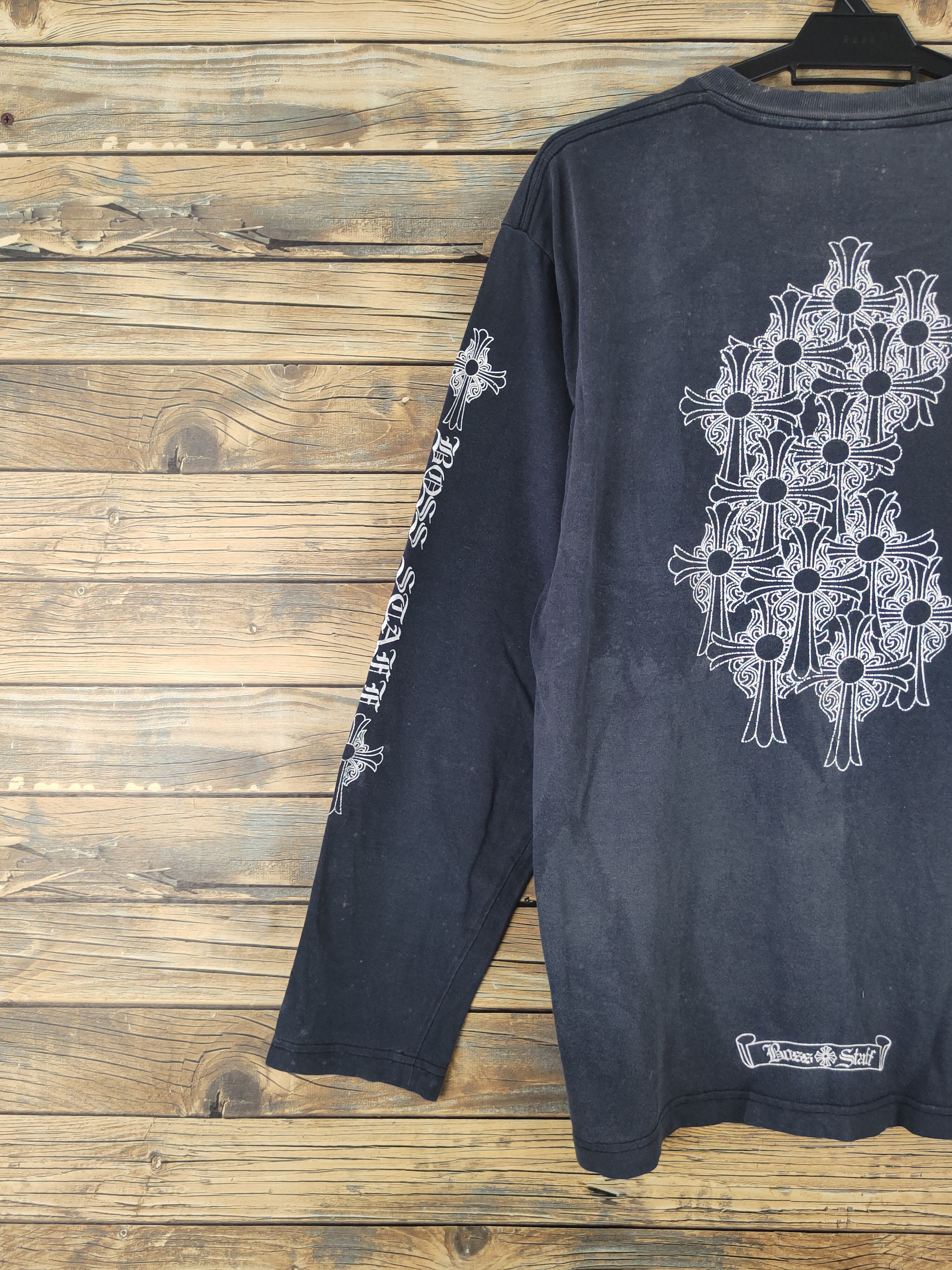Japanese Brand DL Boss Staff like Chrome Heart Navy Faded shirt #618 Size US L / EU 52-54 / 3 - 10 Thumbnail