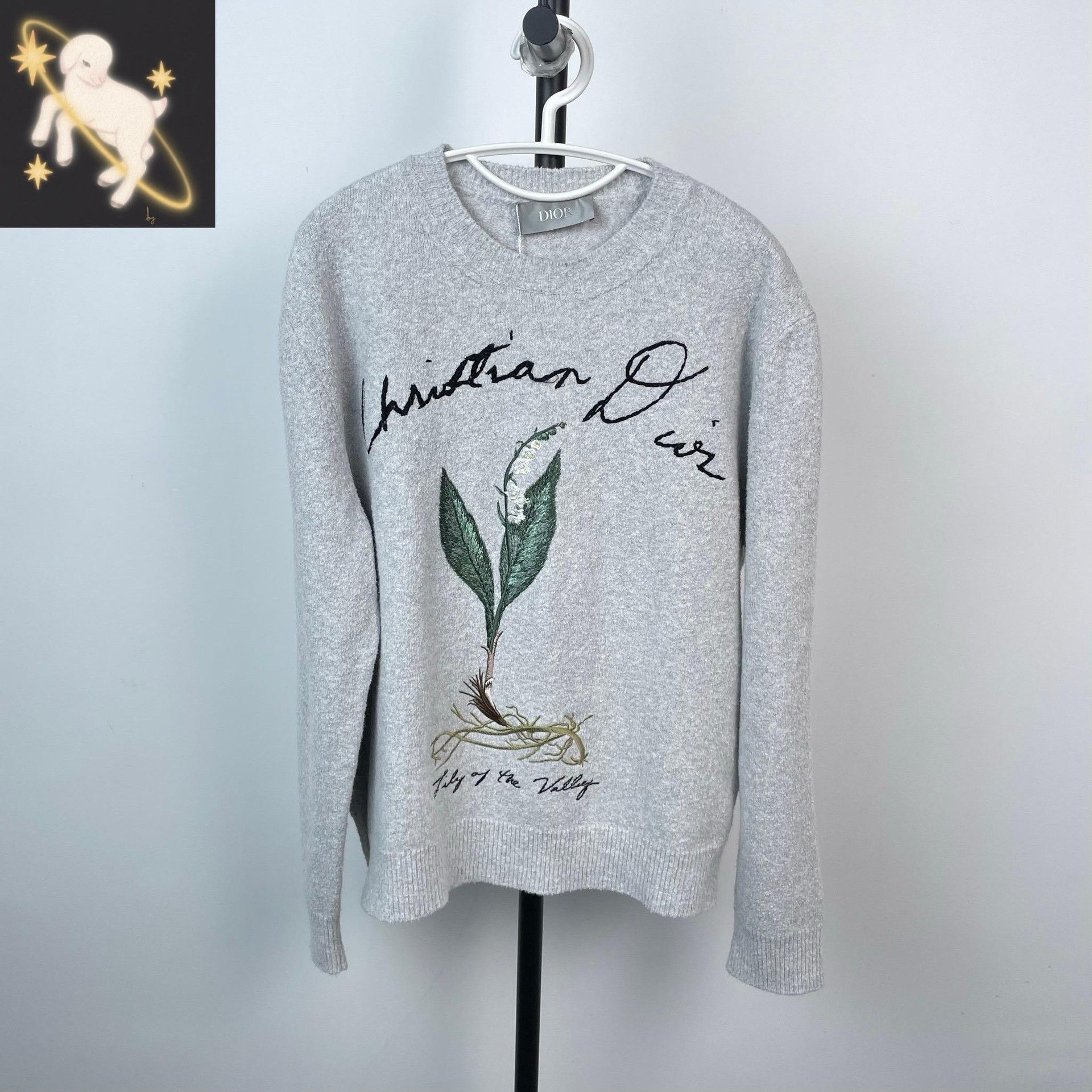 Dior Dior Floral Embroidered Gray Sweater L Women Size L / US 10 / IT 46 - 1 Thumbnail