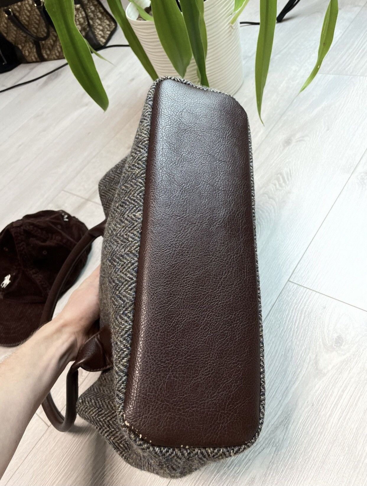Harris Tweed × Vintage Harris Tweed Wool / Leather Vintage Beautiful bag Size ONE SIZE - 6 Thumbnail
