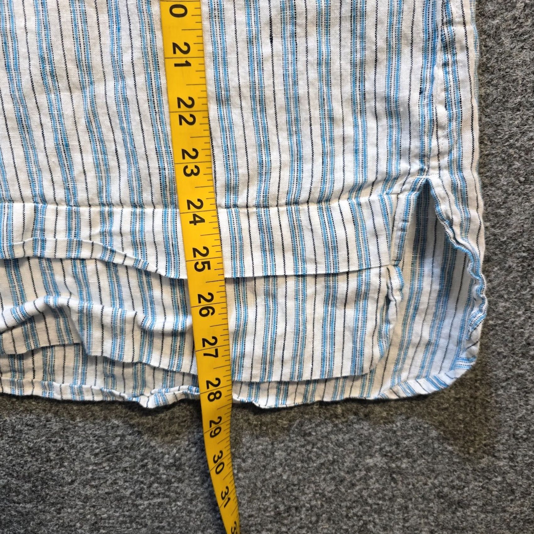 J. Jill J. Jill Blouse Womens Medium Blue Striped Linen Button Long Sleeve Collared Shirt Size M / US 6-8 / IT 42-44 - 6 Thumbnail