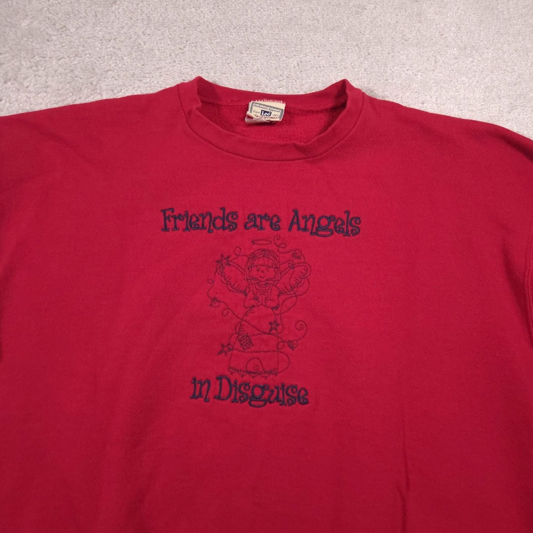 Lee Lee Sweatshirt Mens XL Red Friends Angels In Disguise Graphic Fleece Pullover Size US XL / EU 56 / 4 - 3 Thumbnail