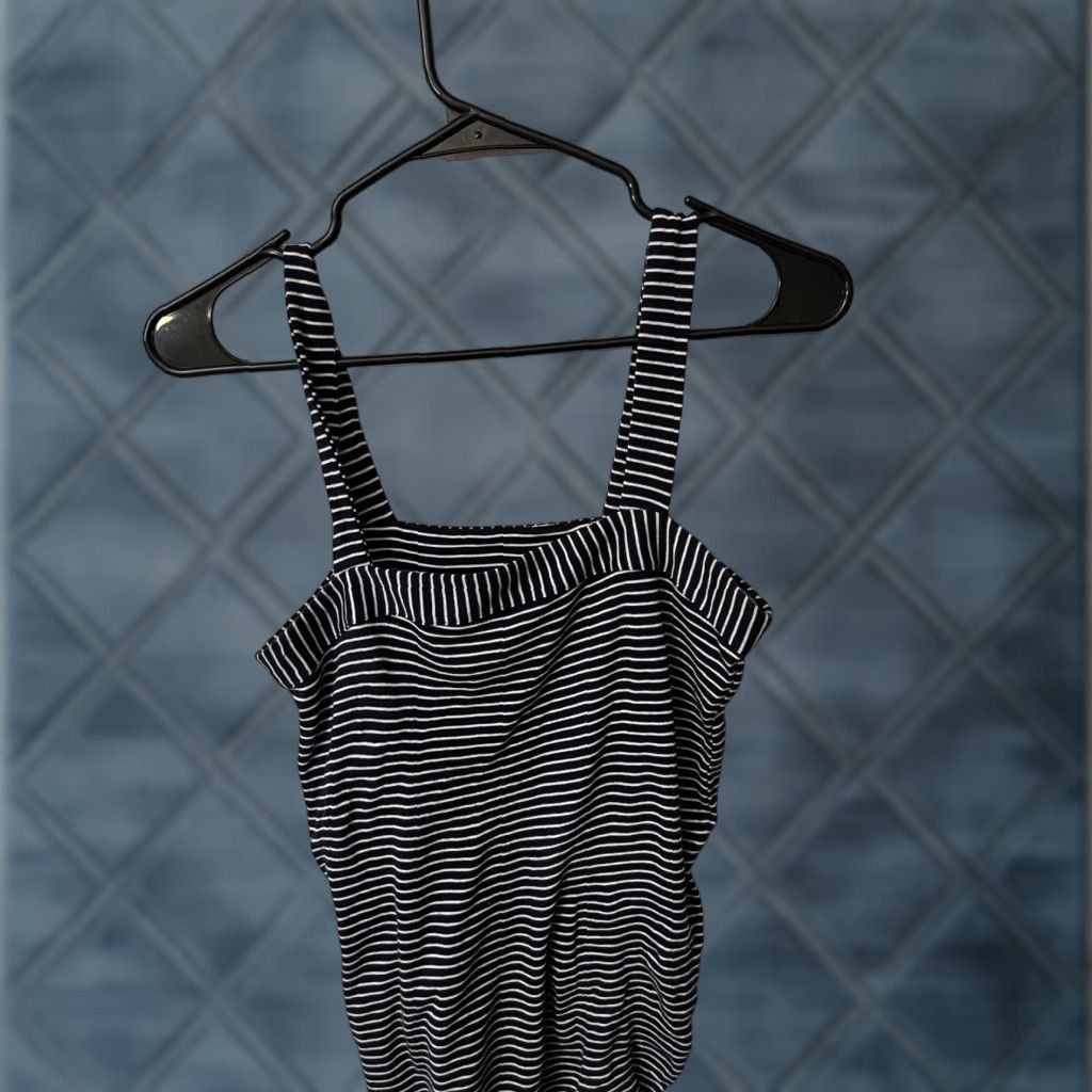 Ann Taylor VINTAGE LOFT Soft XS Navy Blue Striped Blouse Sleeveless Tank Pullover Shirt Size XS / US 0-2 / IT 36-38 - 1 Thumbnail