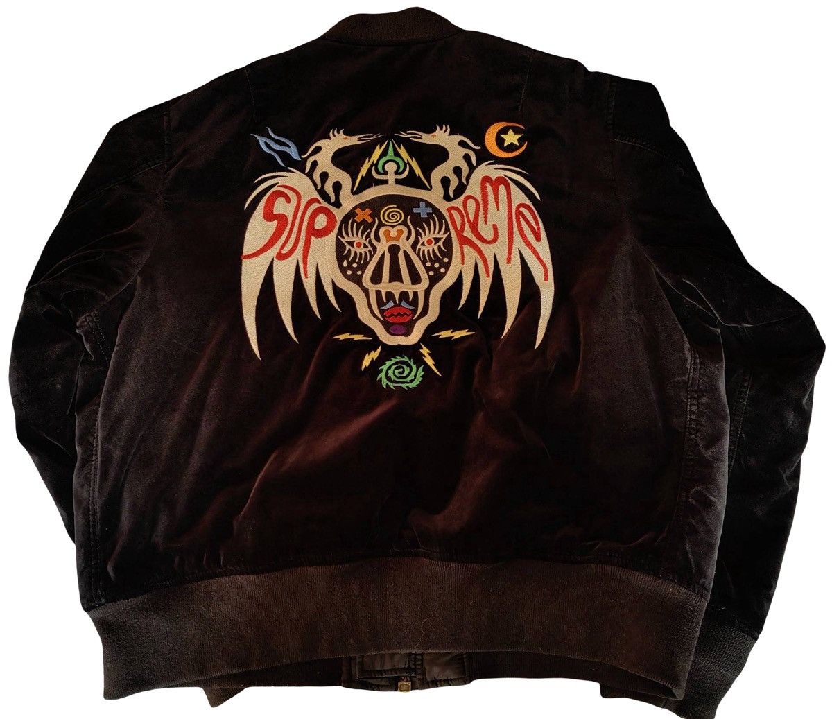 Supreme Supreme Clayton Patterson Skulls Embroidered Velvet MA-1 Size US L / EU 52-54 / 3 - 3 Thumbnail