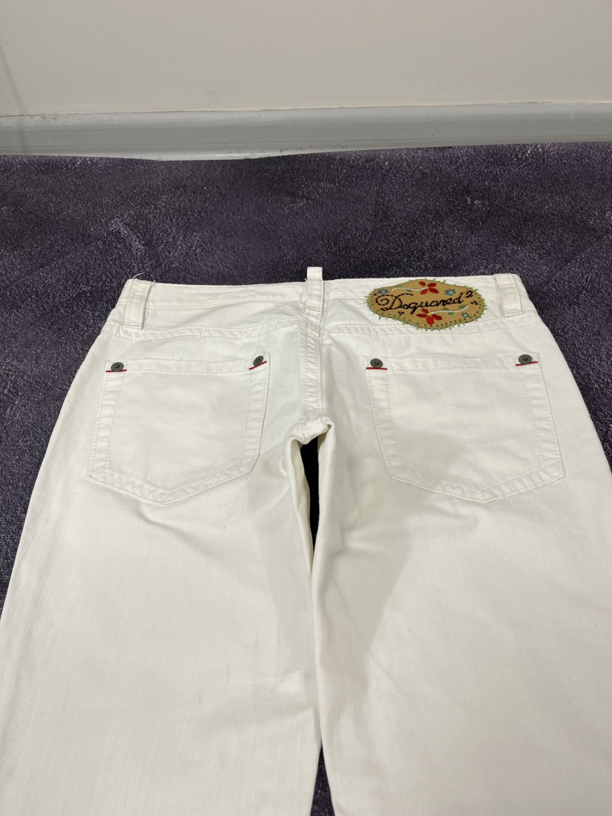 Dsquared2 Dsquared2 Women's Luxury White Flower Rare Pants Jeans Size 34" / US 12 / IT 48 - 4 Thumbnail