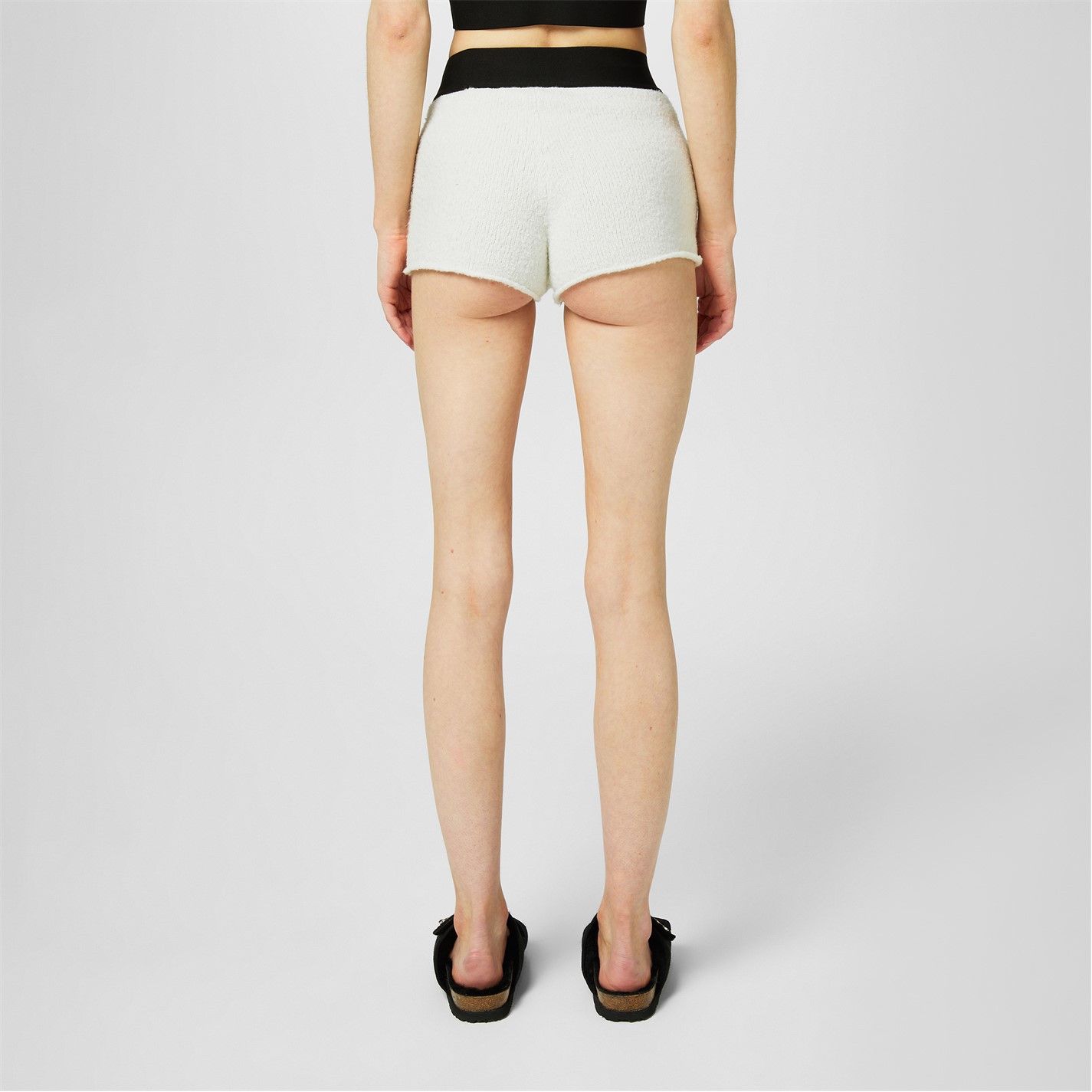 Palm Angels o1g2r1mq0325 Bouclé Logo Short in Off White & Black Size 27" / US 4 / IT 40 - 5 Thumbnail