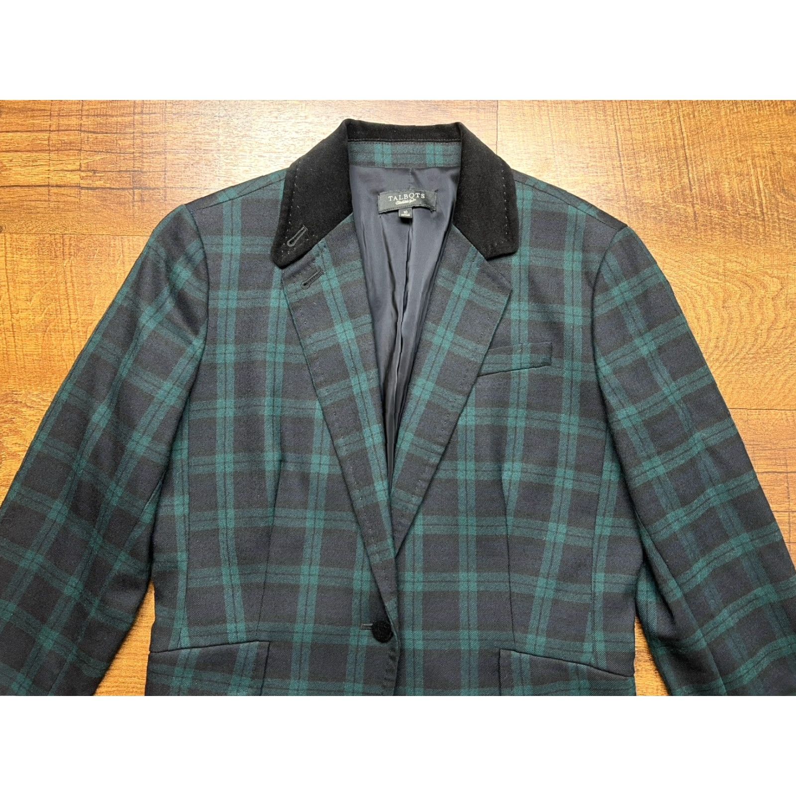 Talbots VINTAGE Talbots 1 Button Black Watch Tartan Plaid Wool Blazer Womens Size 10 Size L / US 10 / IT 46 - 2 Thumbnail