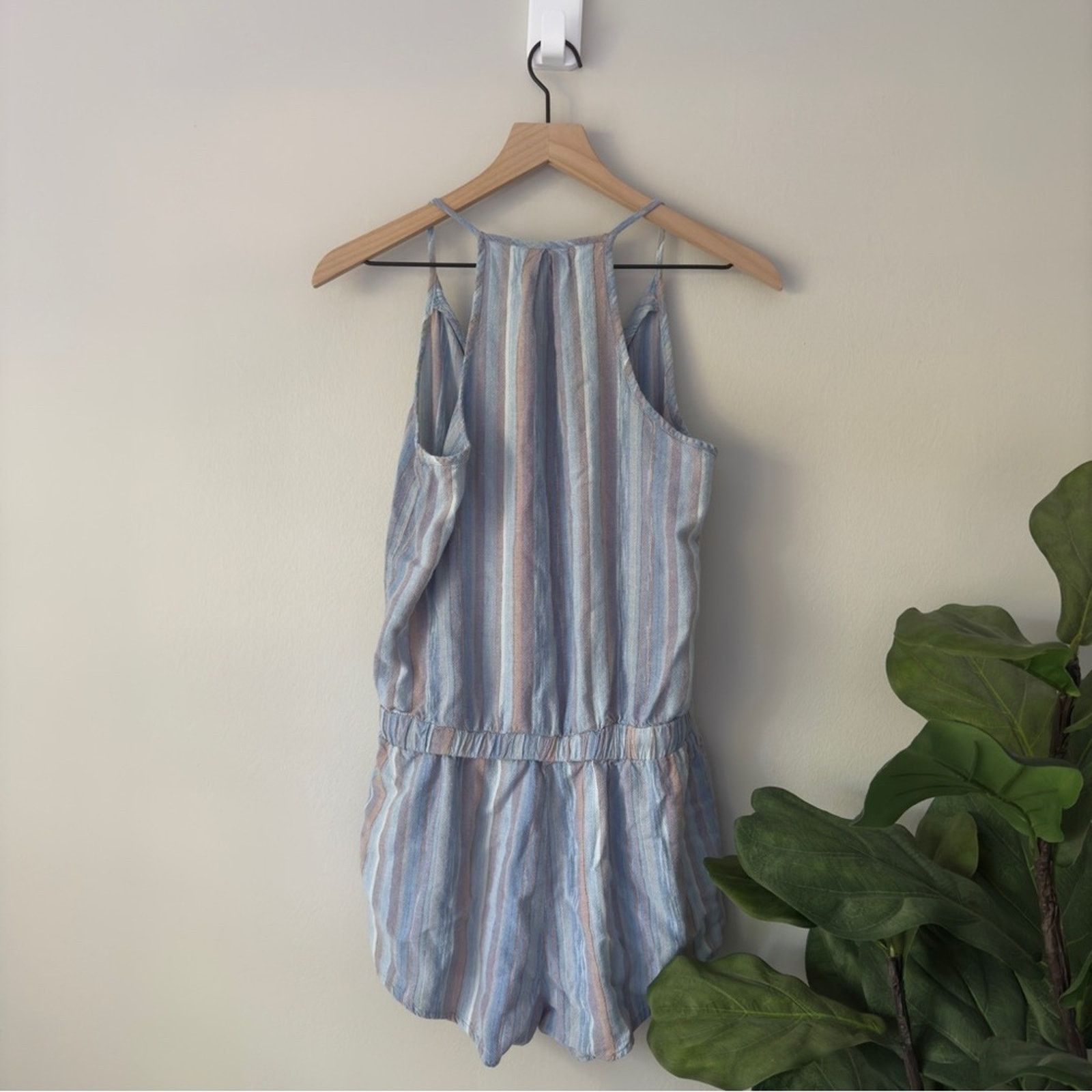 Anthropologie Anthropologie Cloth & Stone Striped Romper Spaghetti Strap S Size 27" / US 4 / IT 40 - 2 Thumbnail