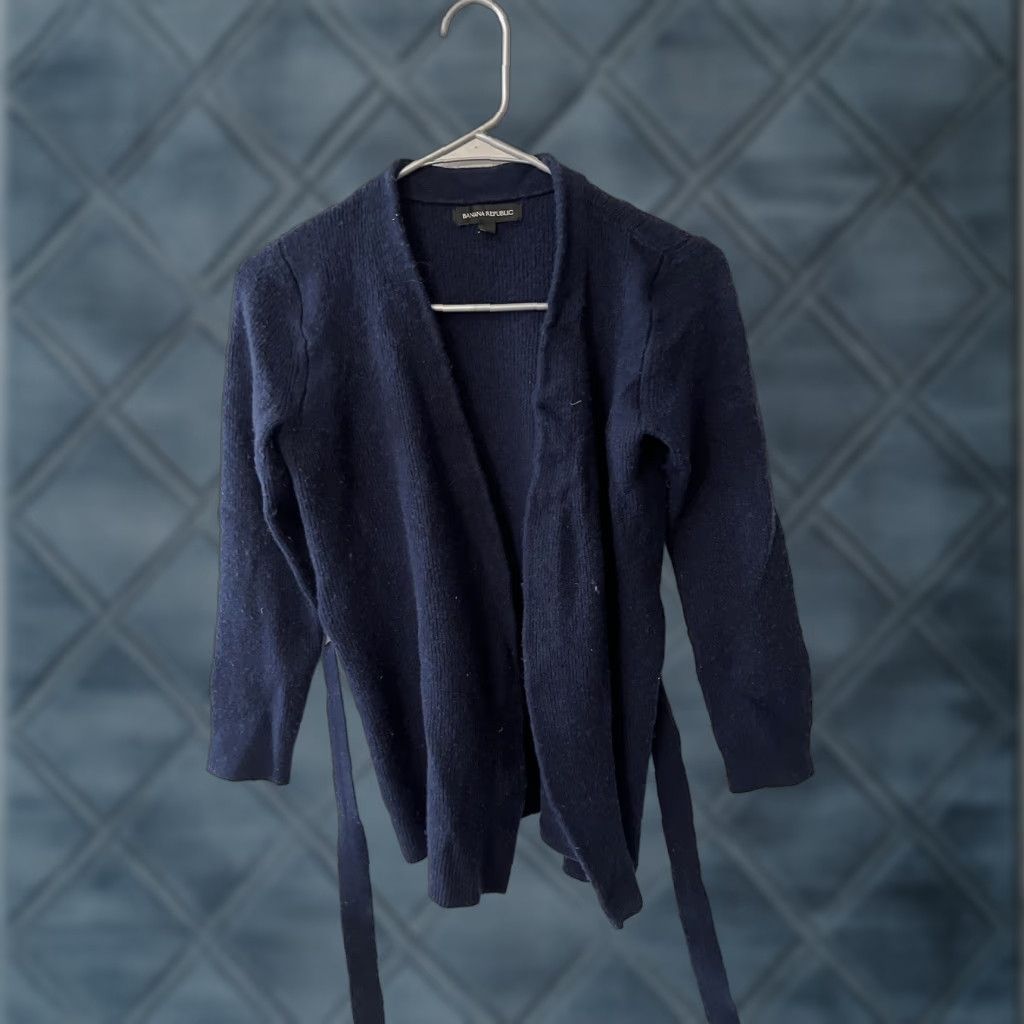 Banana Republic Banana Republic Sweater Cardigan Womens M Blue Belted Wool Cashmere Blend Size M / US 6-8 / IT 42-44 - 1 Thumbnail
