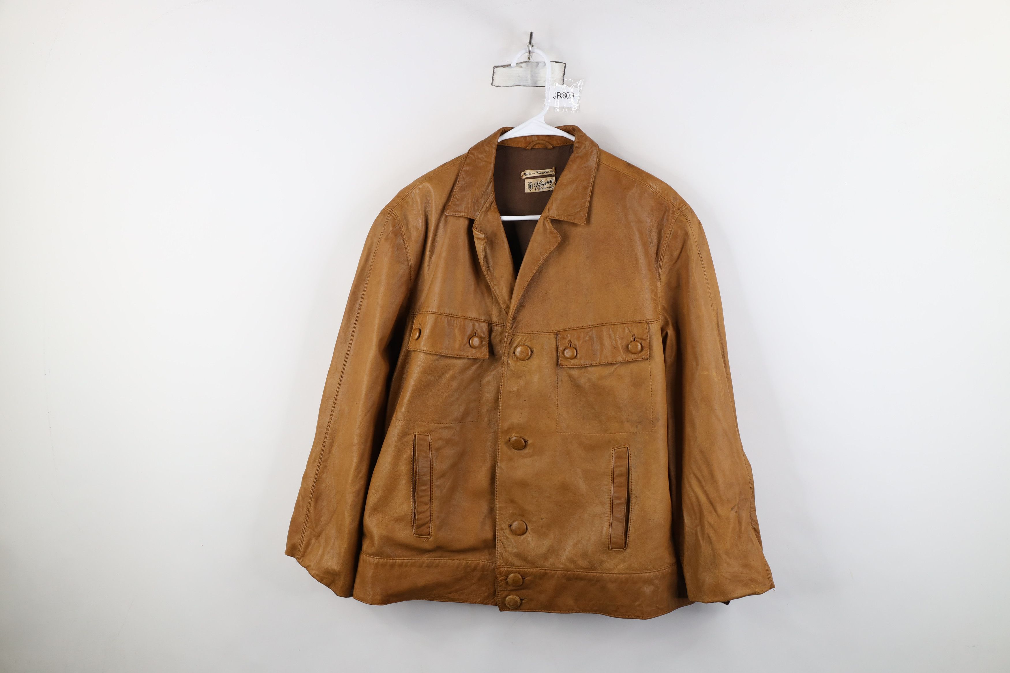 Vintage Vintage 60s 70s Streetwear Soft Leather Camp Collar Jacket Size US XXL / EU 58 / 5 - 1 Thumbnail