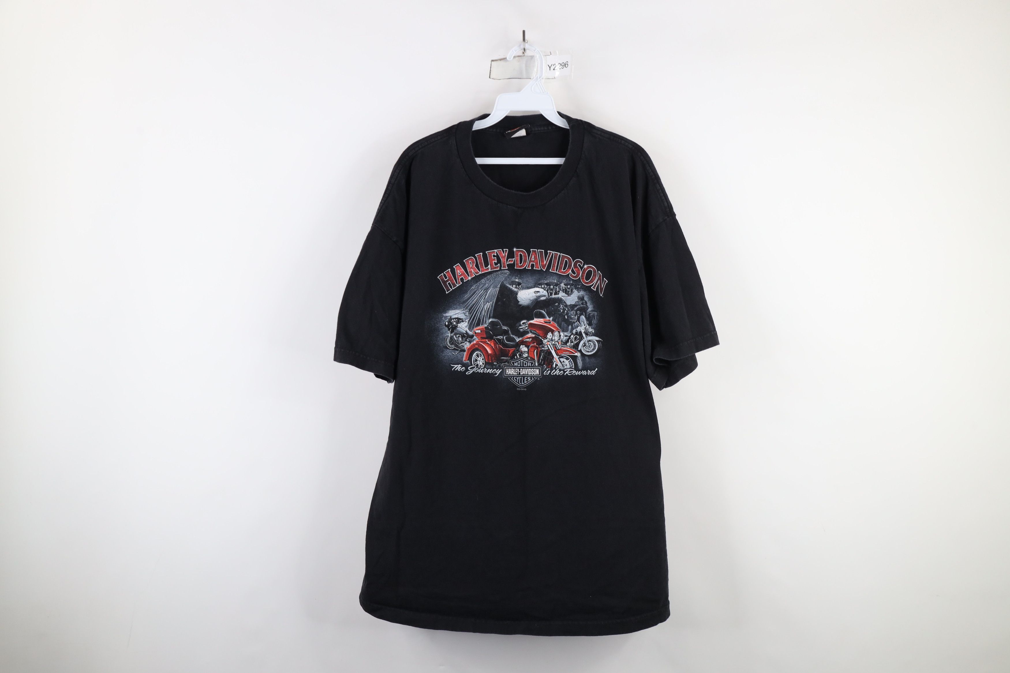 Harley Davidson × Vintage Y2K Harley Davidson Spell Out Eagle Big Logo T-Shirt Black Size US XXL / EU 58 / 5 - 1 Thumbnail