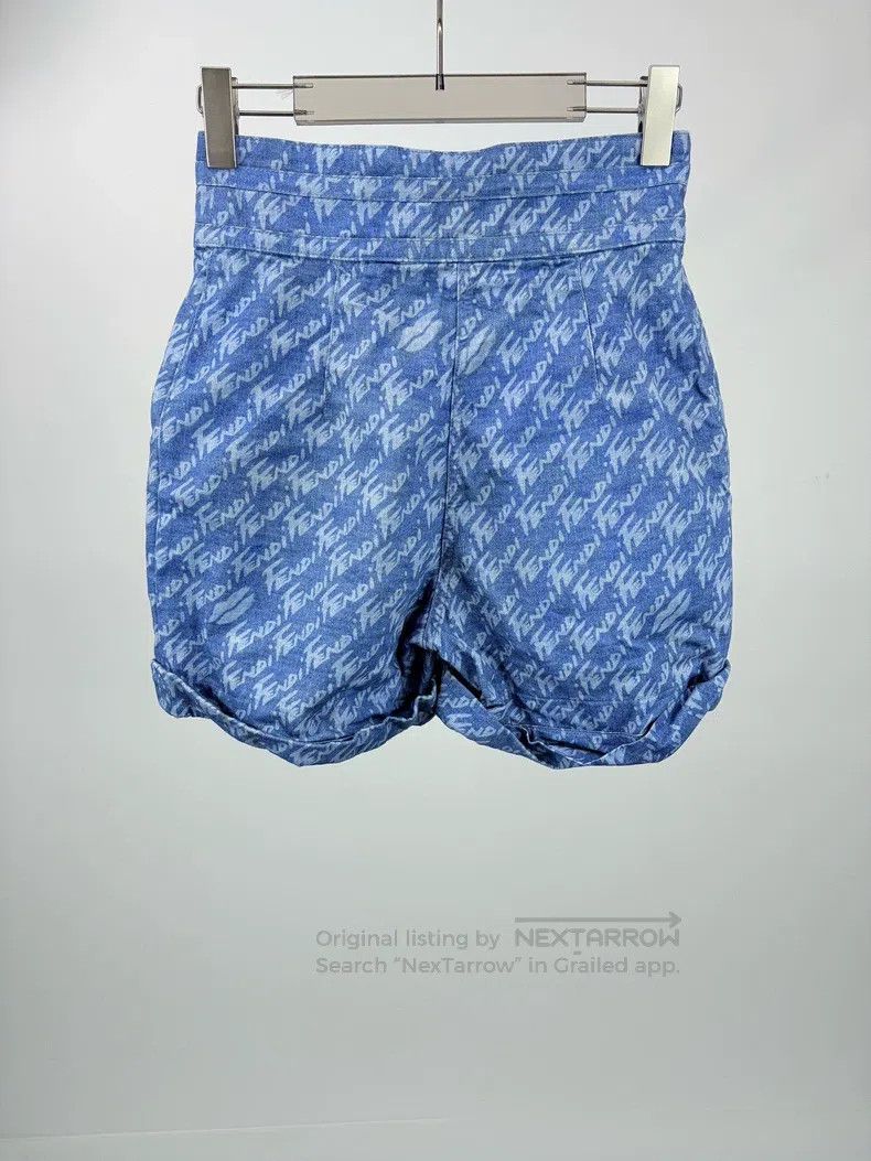 Fendi Fendi Logo Embellished Denim Shorts Size 25" / US 0 / IT 36 - 2 Thumbnail
