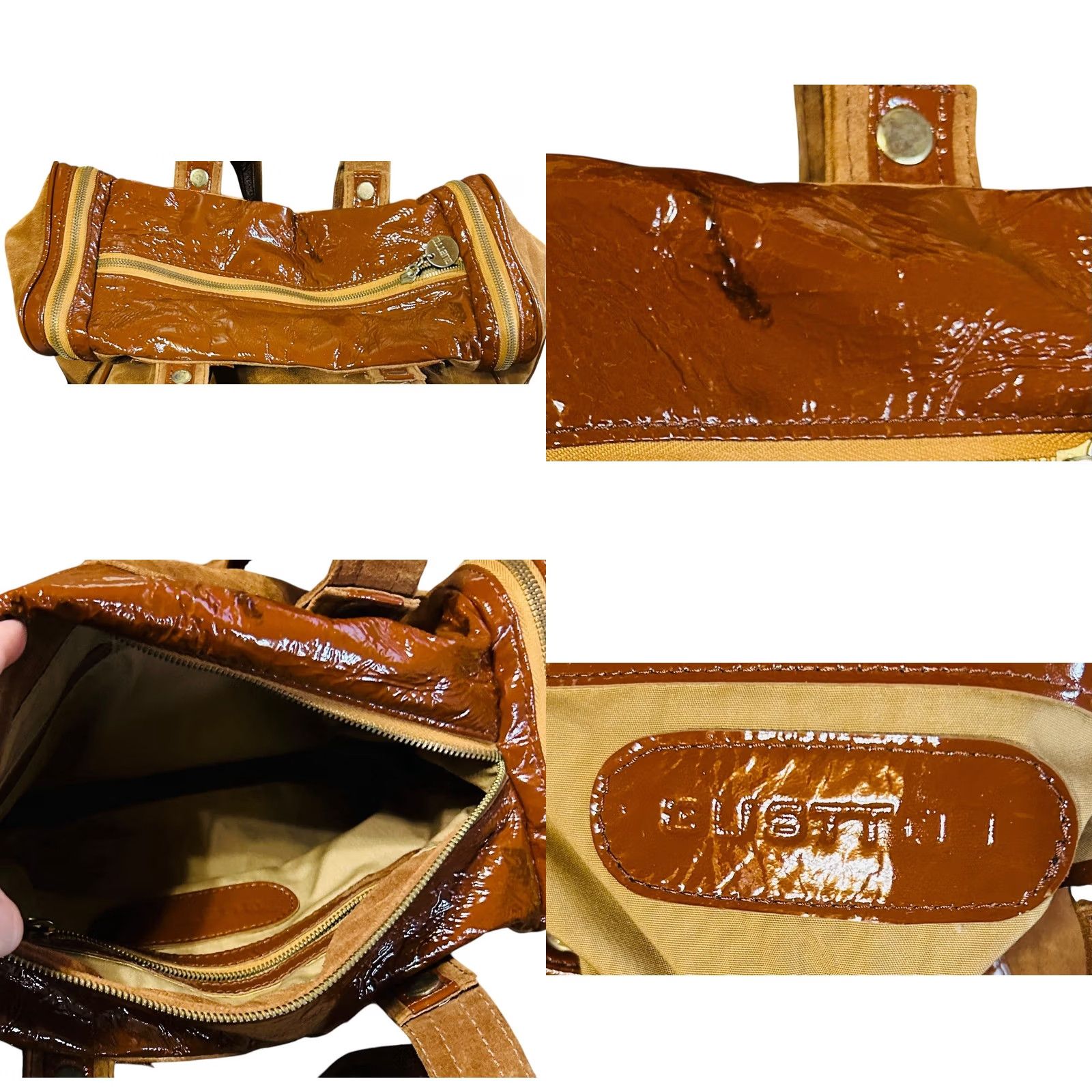 Vintage VINTAGE Gustto Y2K Brown Suede & Vinyl Purse Women’s Shoulder Hand Bag Stained Size ONE SIZE - 11 Thumbnail