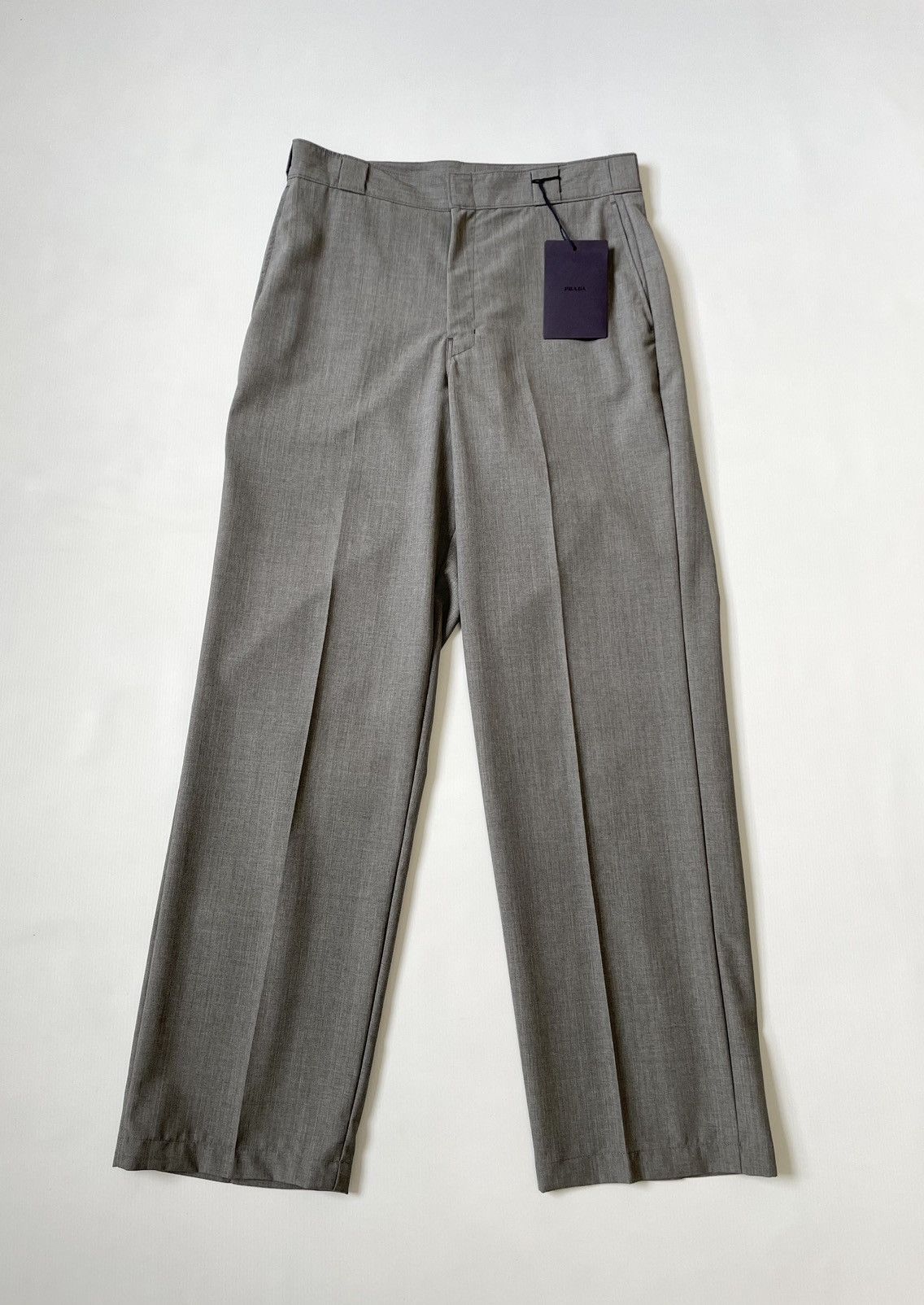 Prada S/S 25 Wide Leg Gray Wool ‘Work Pants’ Size US 34 / EU 50 - 18 Thumbnail