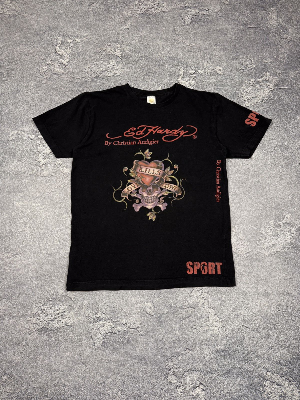 Ed Hardy × Vintage Rare tee t-shirt Ed hardy sport big logo Christian audigier Size US M / EU 48-50 / 2 - 1 Thumbnail