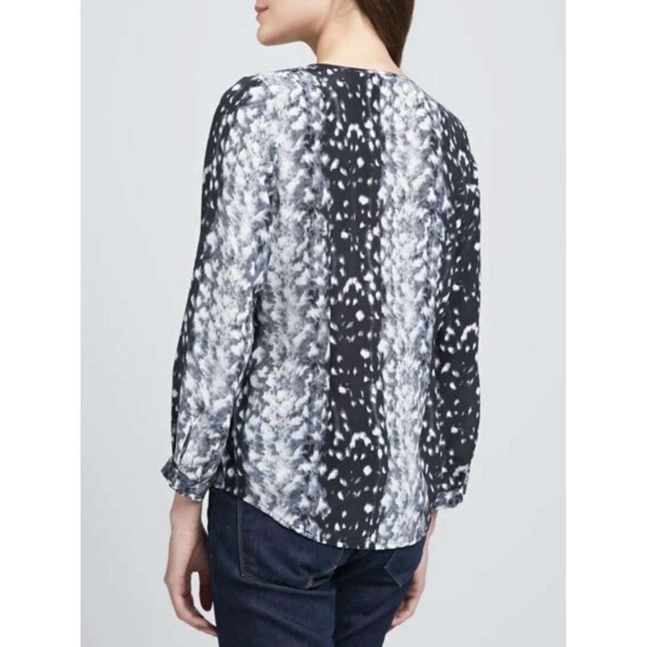 Joie JOIE 100% Silk Snow Owl Animal Print 3/4 Sleeve Blouse Size Size M / US 6-8 / IT 42-44 - 2 Thumbnail