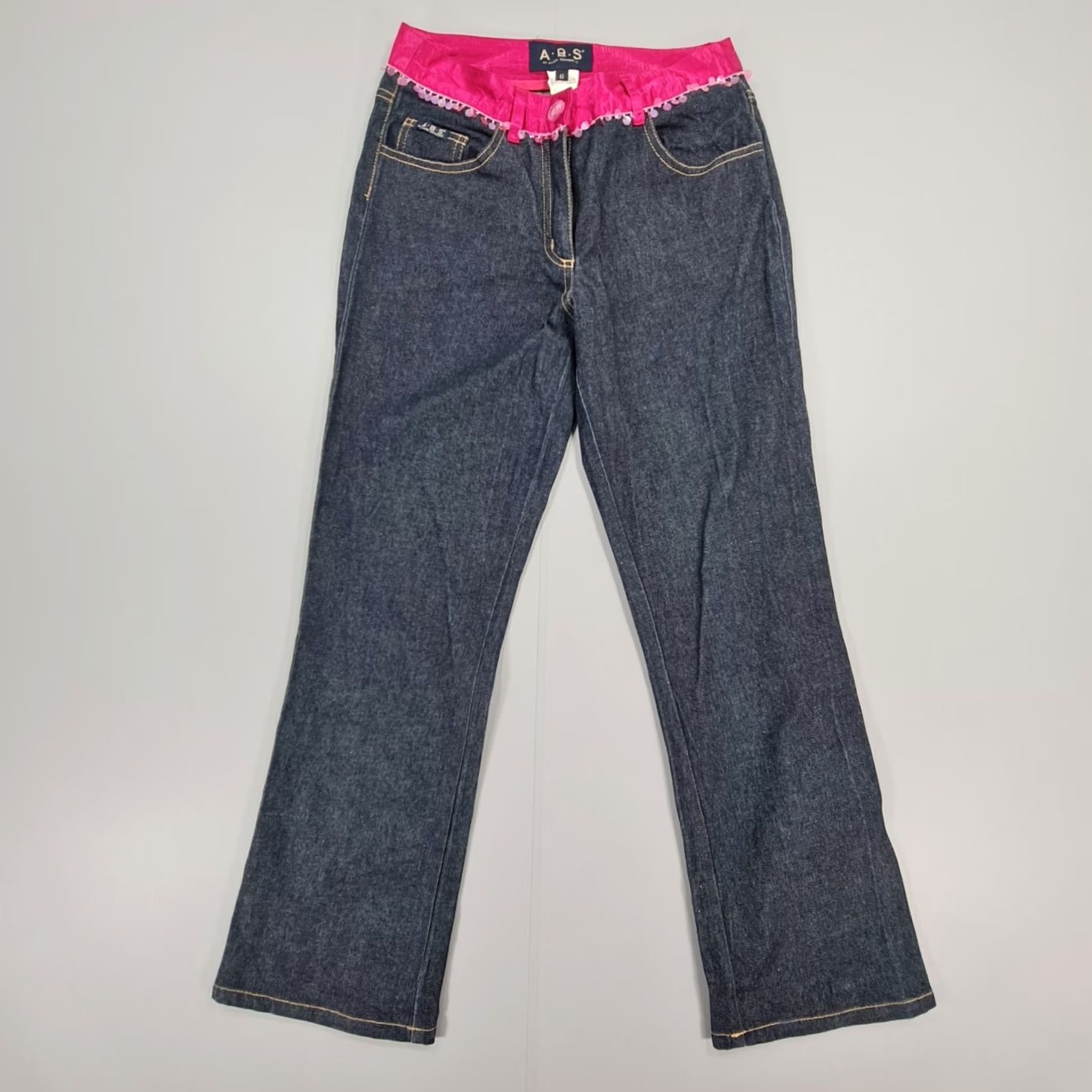 Vintage VINTAGE ABS Allen Schwartz Womens Jeans Blue 6 UK Bootcut Satin Waist Sequins Stretch Size 28" / US 6 / IT 42 - 2 Thumbnail