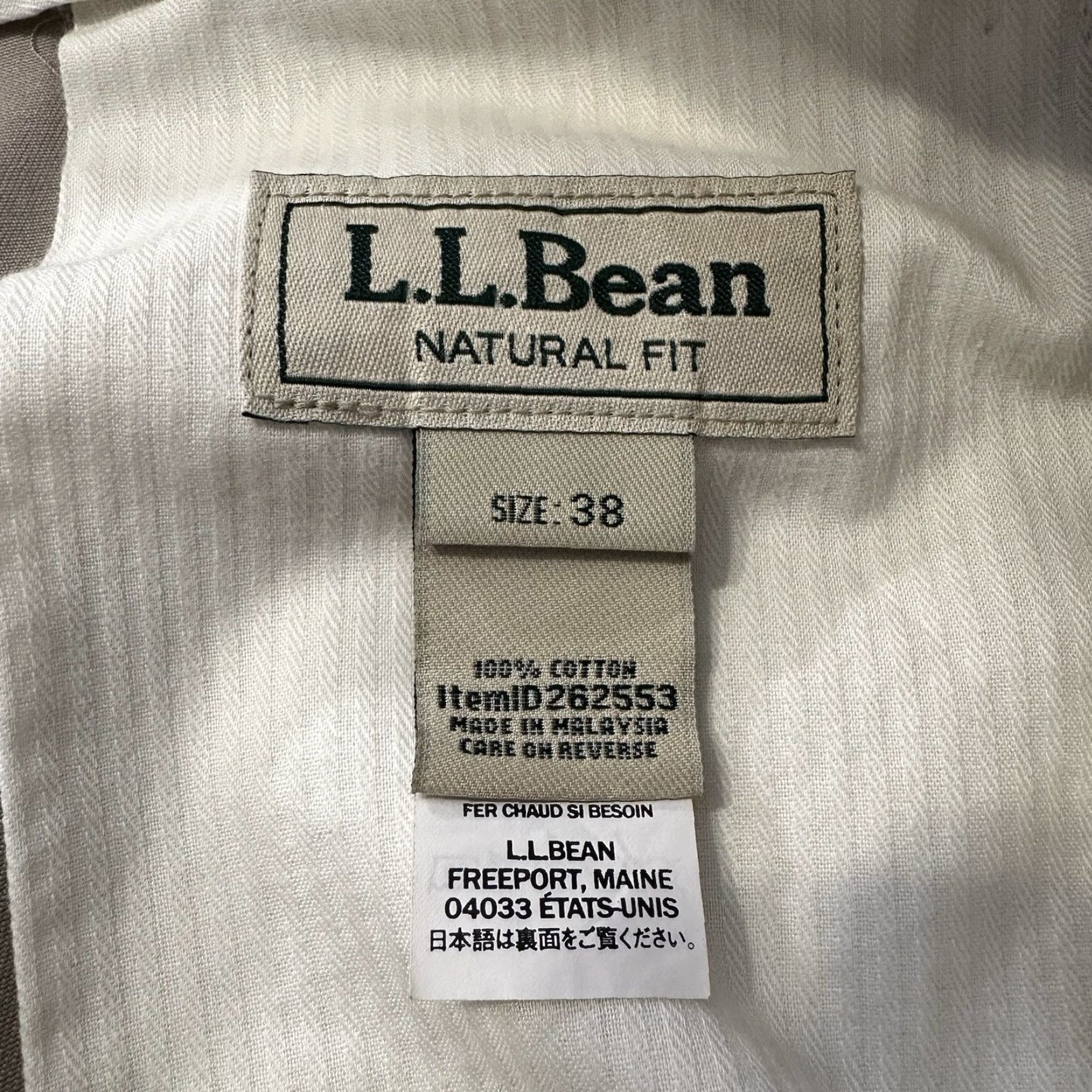 Vintage L.L. Bean Khaki Pants Mens 38x29 Beige Cotton Flat Front 5-Pocket Regular Stretch IS Size US 38 / EU 54 - 6 Thumbnail