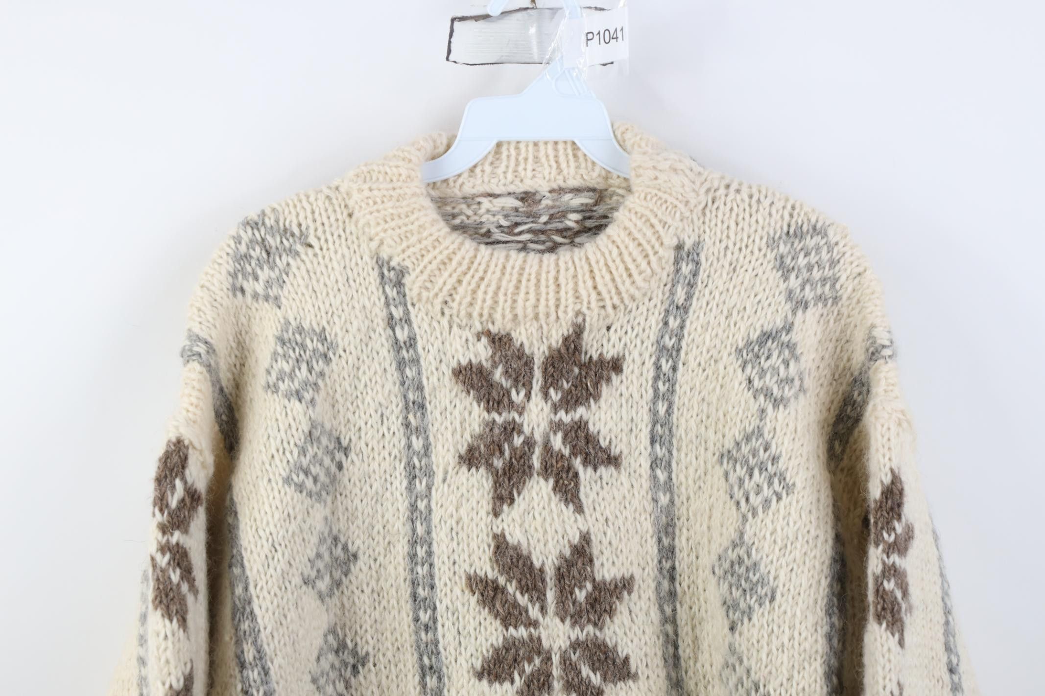 Vintage Vintage 50s Streetwear Wool Snowflake Geometric Knit Sweater Size US M / EU 48-50 / 2 - 2 Thumbnail