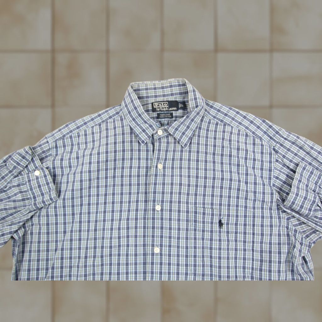 Polo Ralph Lauren VINTAGE Polo Ralph Lauren Shirt Adult Large Blue Black Pony Check Marlowe 90s Size US L / EU 52-54 / 3 - 1 Thumbnail