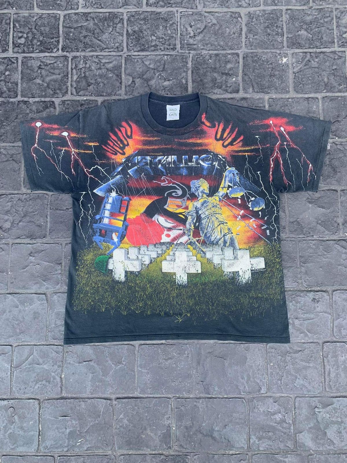 image of Vintage Metallica Master Of Puppets 1991 Brockum / Wildoats in Black, Men's (Size XL)