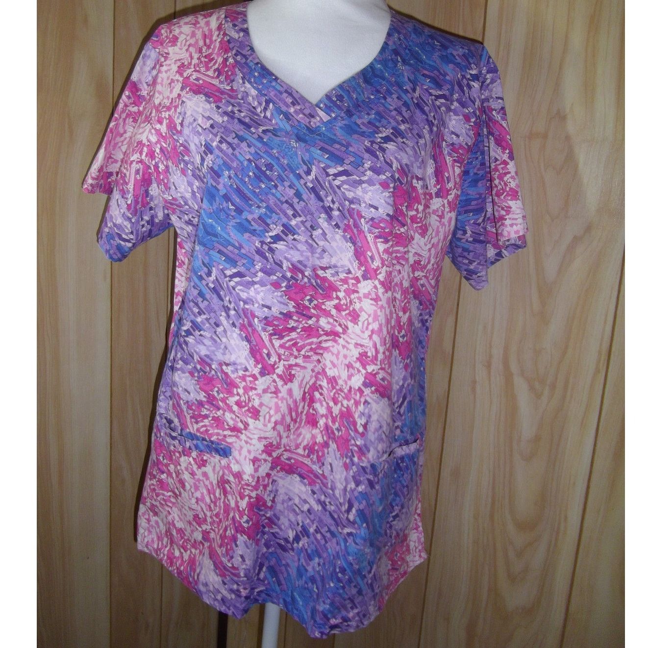 Other BIO Tie Dye V-Neck Short Sleeve Pockets Scrub Top L Size L / US 10 / IT 46 - 1 Thumbnail