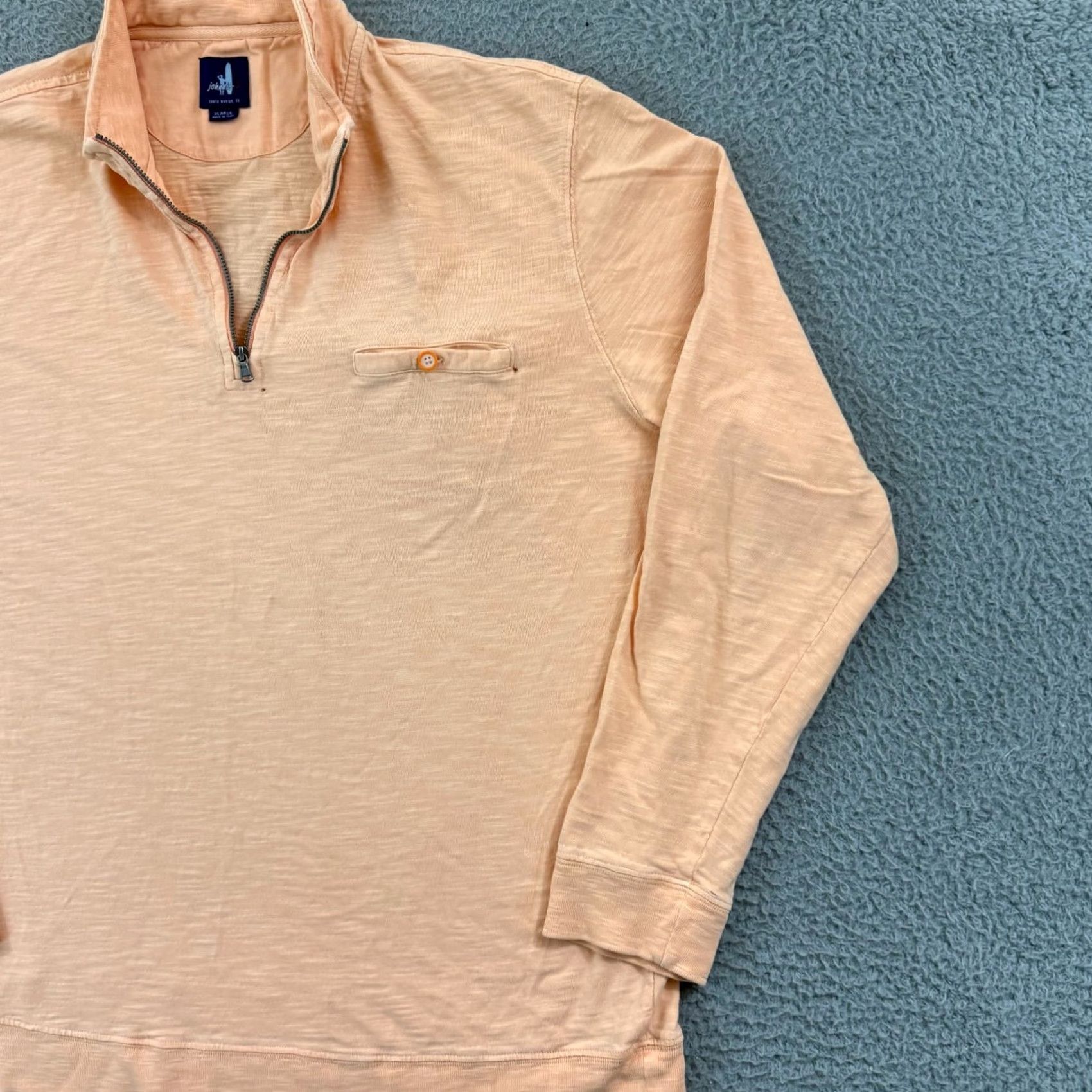 johnnie-O johnnie-O Shirt Mens XL Peach Long Sleeve 1/4 Zip Pocket Surf Pullover Preppy Size US XL / EU 56 / 4 - 6 Thumbnail
